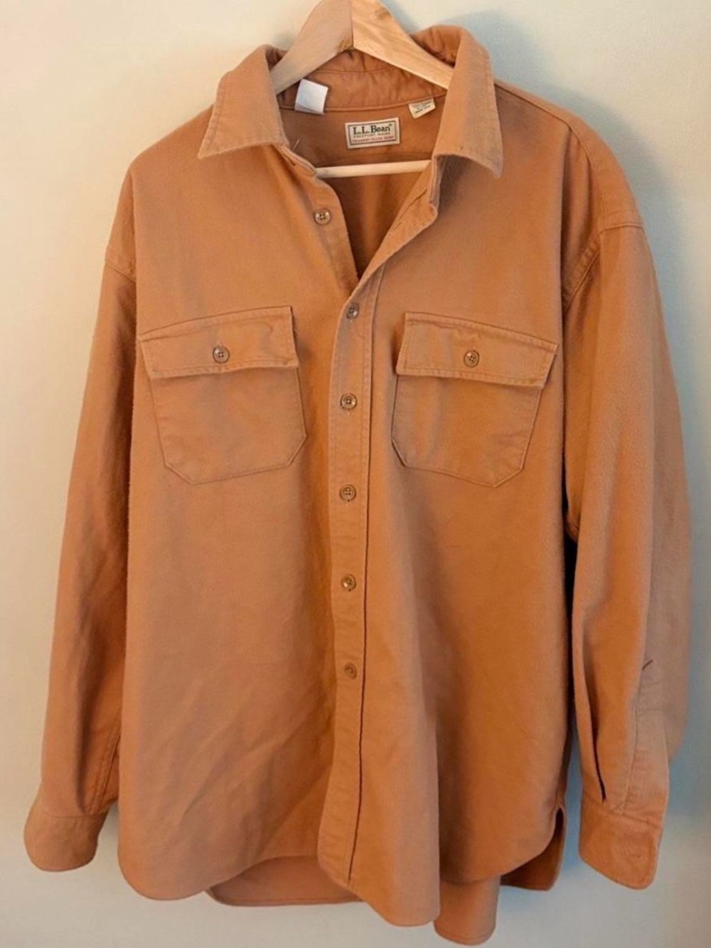 Vintage 90’s LL Bean Made In USA Chamois Burnt Orange Flannel